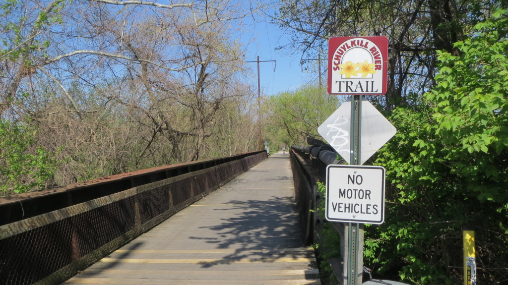 Meine Strecke auf den ersten 40 Tageskilometern: Der gut ausgebaute Schuykill River Trail